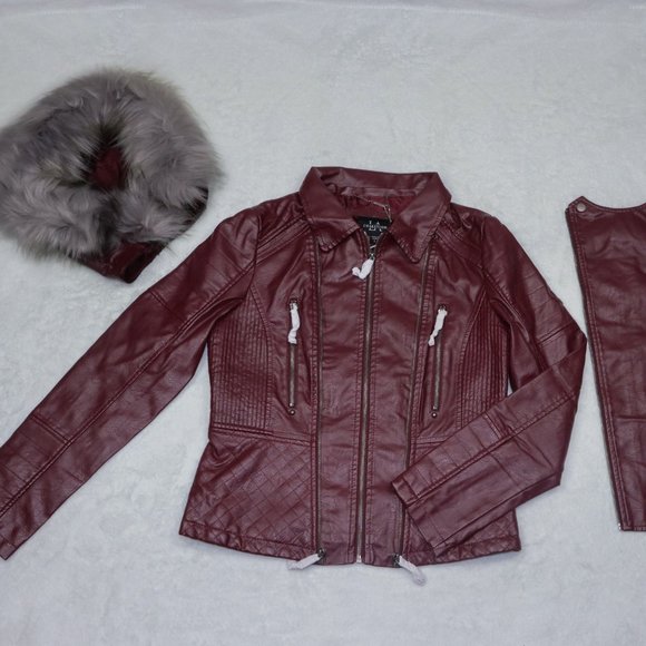 (S) Coalition LA Wine Vegan Leather Jacket - Picture 3 of 7